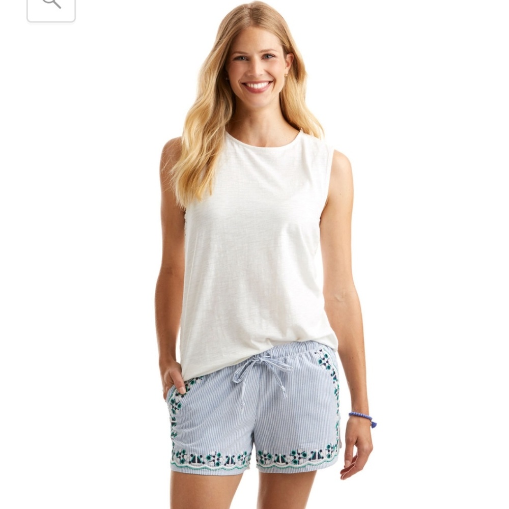 Vineyard Vines Navy Eyelet Knit Mix Top - Picture 1 of 8